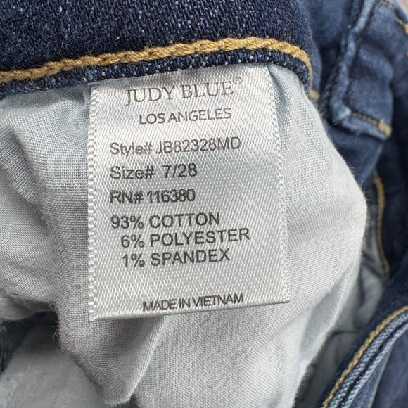 Judy Blue Jeans Womens 7/28 Boyfriend Fit Distressed Medium Wash Comfort Stretch - Picture 14 of 15